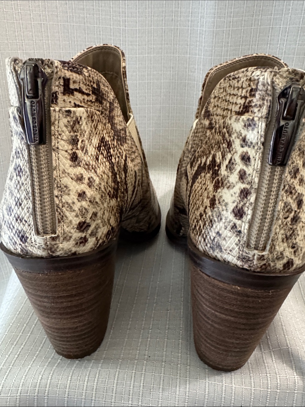 Vince Camuto Women’s Snake-Print Pointed Toe Ankle Boots - Brown - Picture 3 of 6